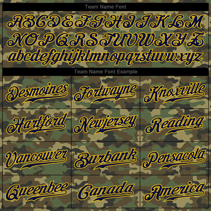 Custom Camo Navy-Gold Authentic Baseball Jersey