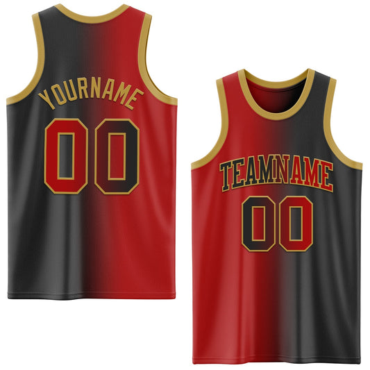 Custom Black Red - Old Gold Authentic Gradient Fashion Basketball Jersey - TopFanCustom