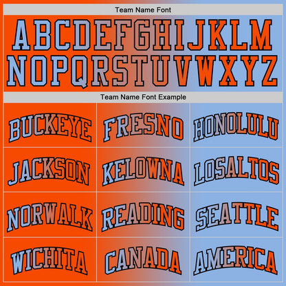 Custom Light Blue Orange - Black Authentic Gradient Fashion Basketball Jersey - TopFanCustom