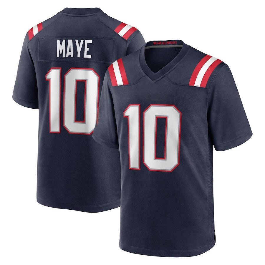 Custom Men's Patriots Nevy/White Exact Replica Football Jersey - TopFanCustom