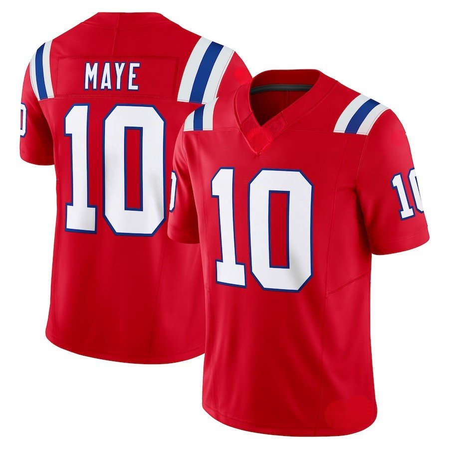Custom Men's Patriots Red Exact Replica Alternate Football Jersey - TopFanCustom