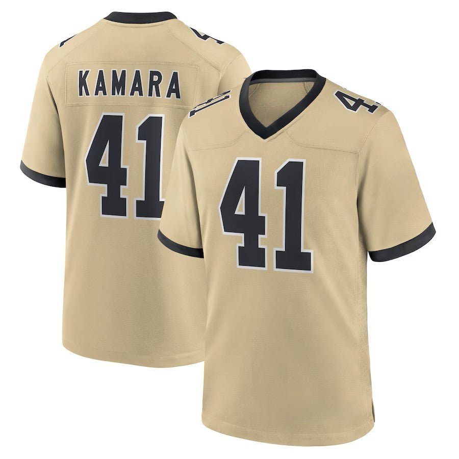 Custom Men's Saints Gold/Black Exact Replica Football Jersey - TopFanCustom