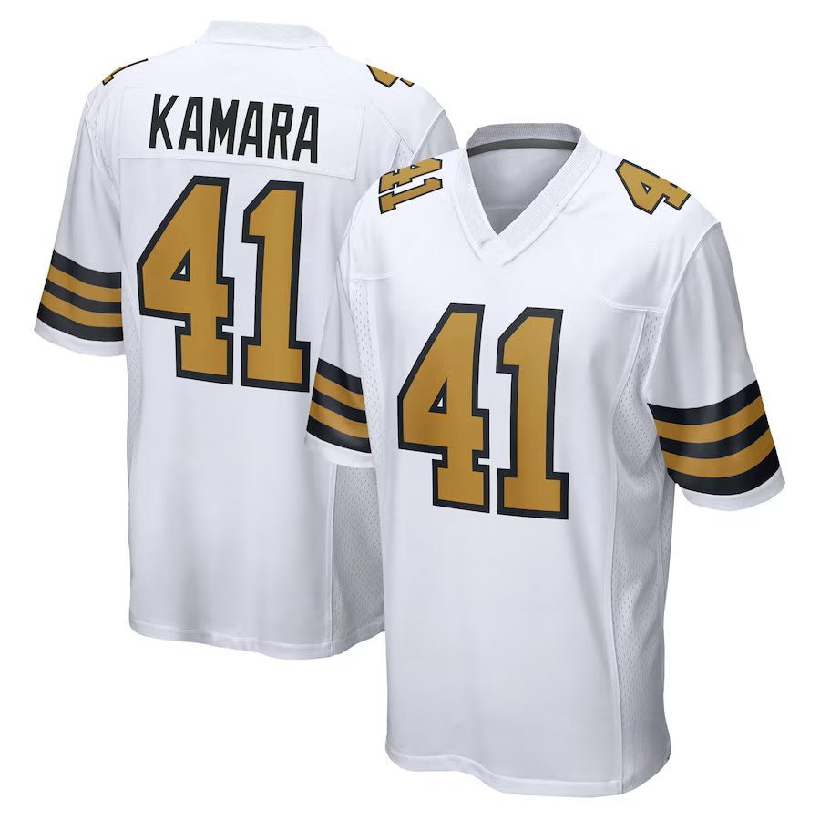 Custom Men's Saints White/Black Exact Replica Football Jersey - TopFanCustom