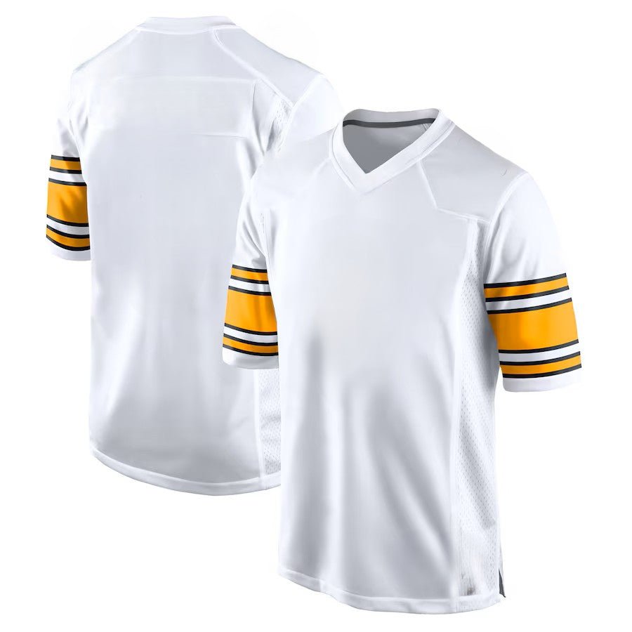 Custom Men's Steelers Black/White Exact Replica Football Jersey - TopFanCustom