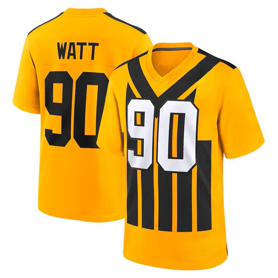 Custom Men's Steelers Gold Exact Replica Alternate 1933 Throwback Football Jersey - TopFanCustom