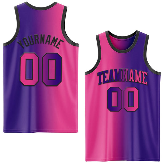 Custom Purple Pink - Black Authentic Gradient Fashion Basketball Jersey - TopFanCustom