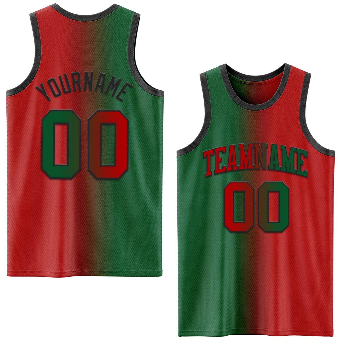 Custom Red Kelly Green - Black Authentic Gradient Fashion Basketball Jersey - TopFanCustom