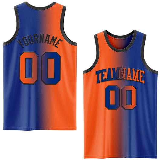 Custom Royal Orange - Black Authentic Gradient Fashion Basketball Jersey - TopFanCustom