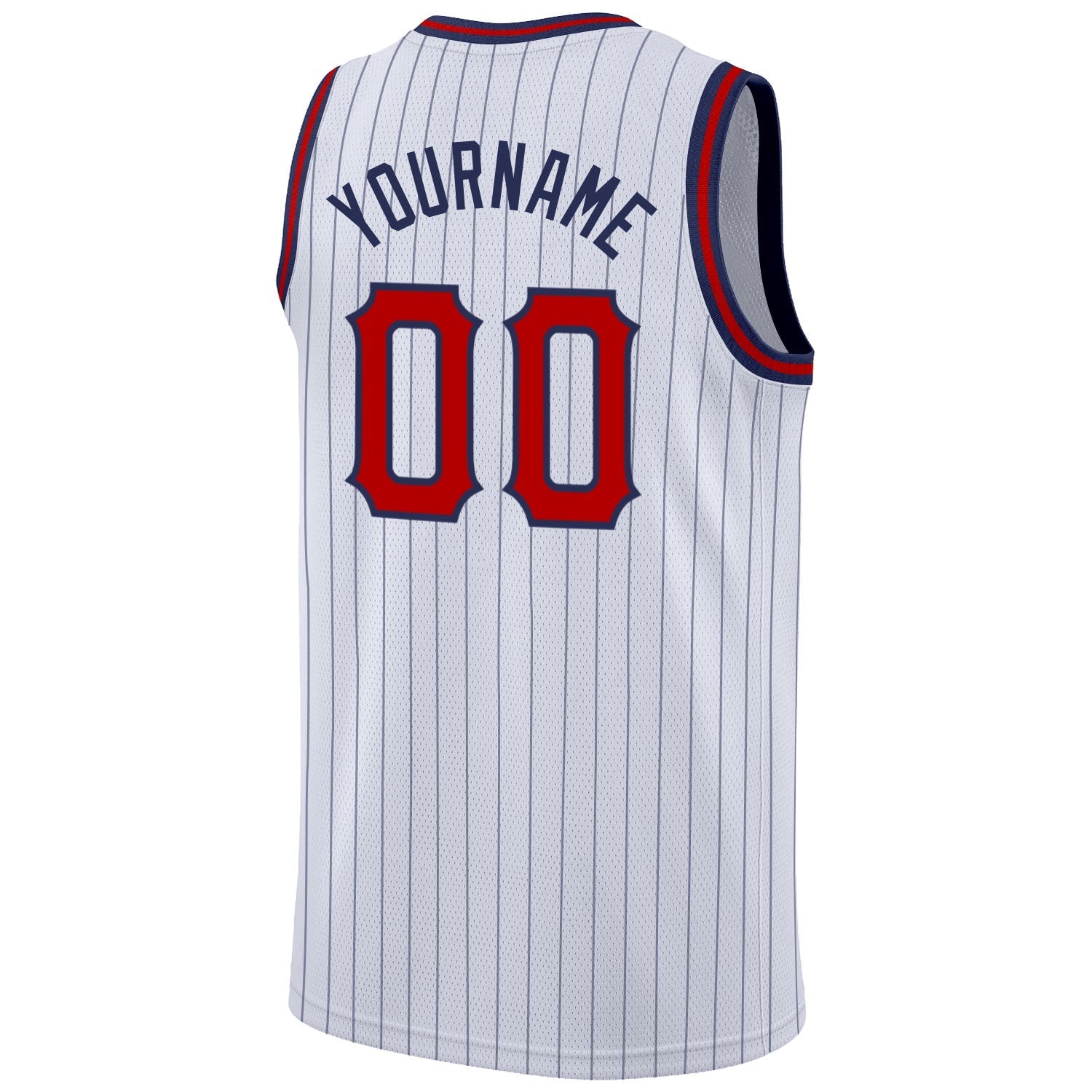 Custom White Navy Pinstripe Red - Navy Authentic Basketball Jersey - TopFanCustom