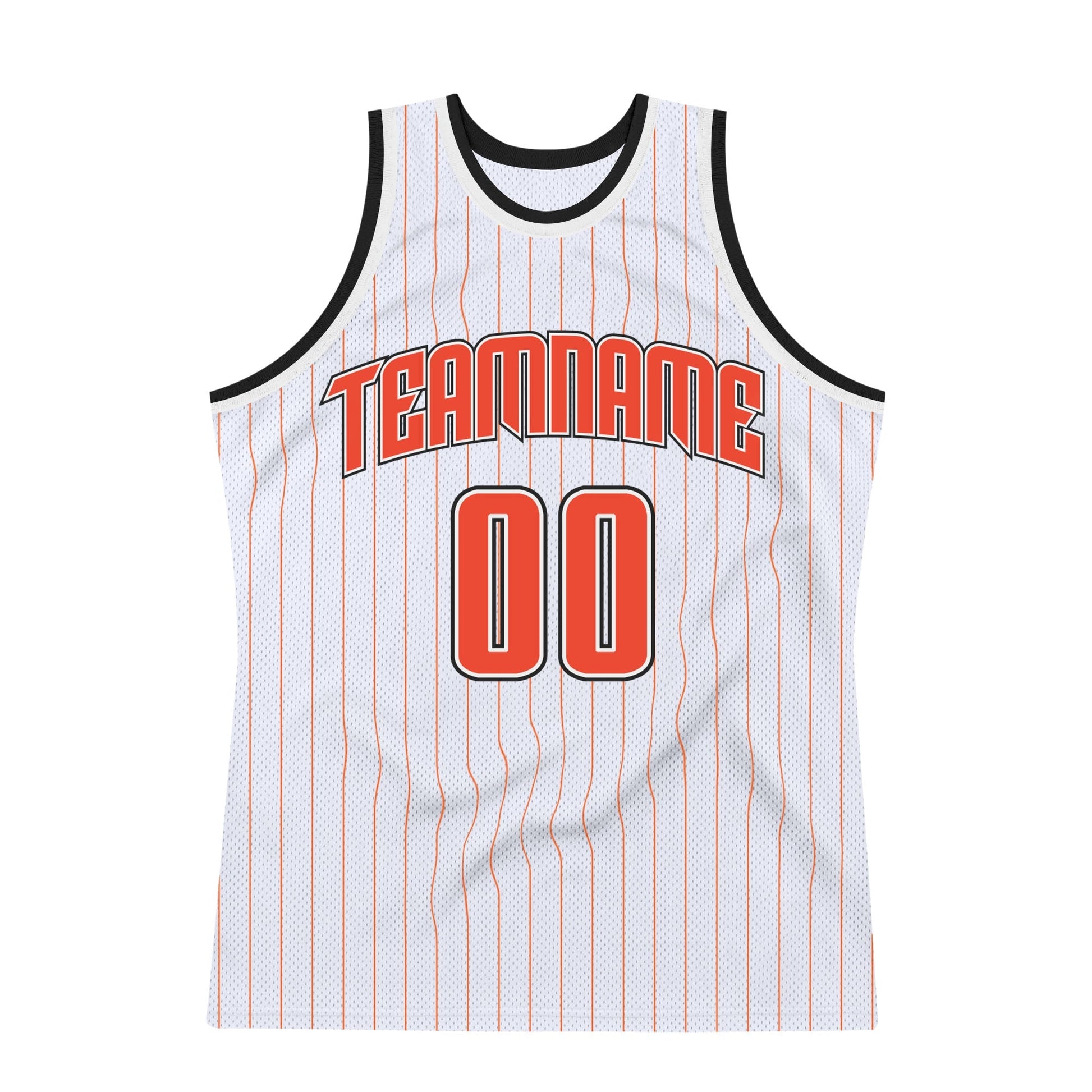 Custom White Orange Pinstripe Orange - Black Authentic Basketball Jersey - TopFanCustom