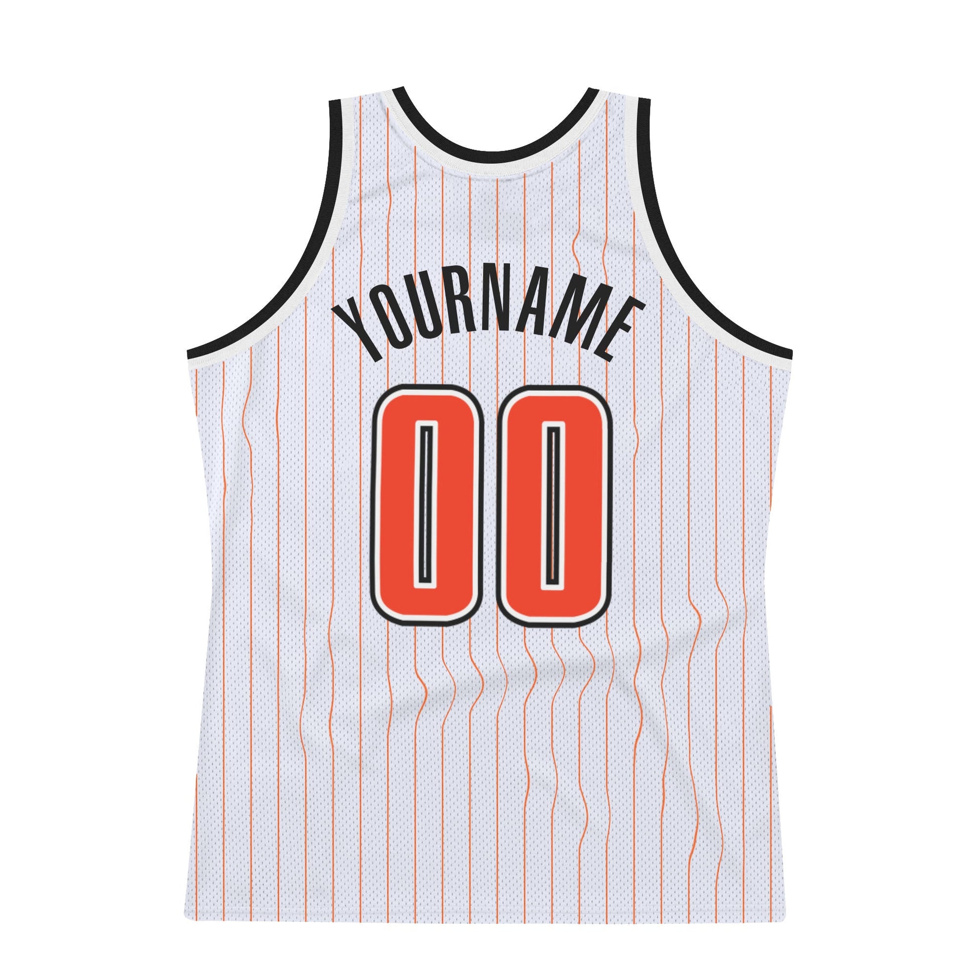 Custom White Orange Pinstripe Orange - Black Authentic Basketball Jersey - TopFanCustom