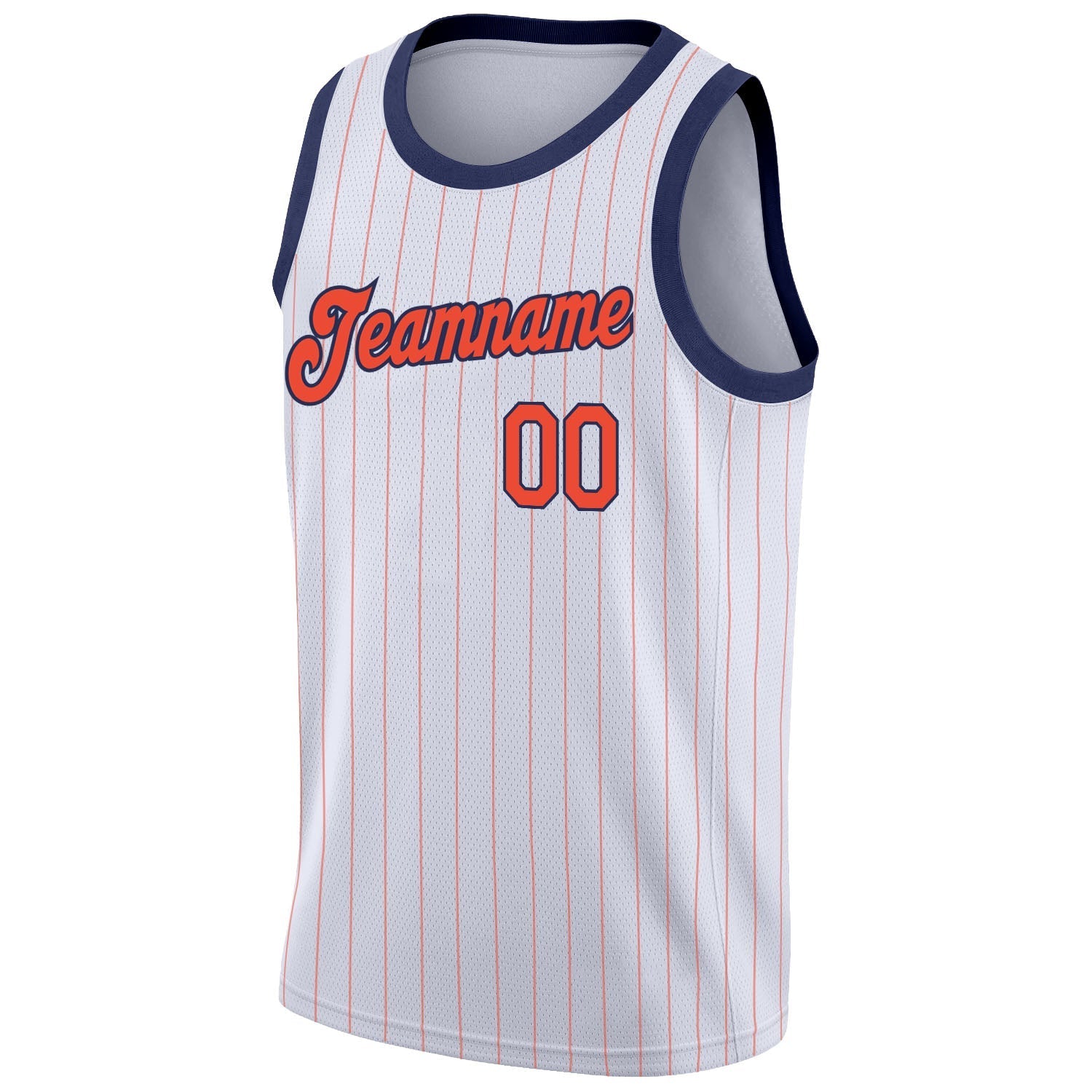 Custom White Orange Pinstripe Orange - Navy Authentic Basketball Jersey - TopFanCustom