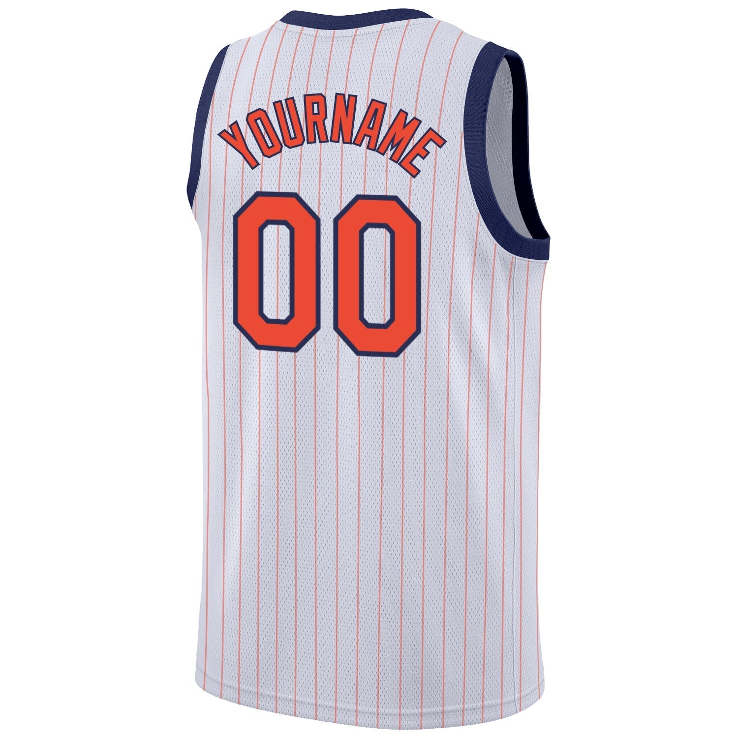 Custom White Orange Pinstripe Orange - Navy Authentic Basketball Jersey - TopFanCustom