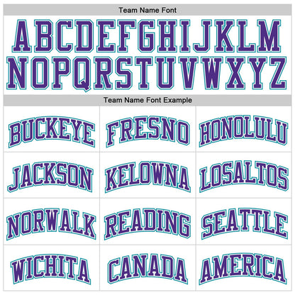 Custom White Purple Pinstripe Purple - Teal Authentic Basketball Jersey - TopFanCustom