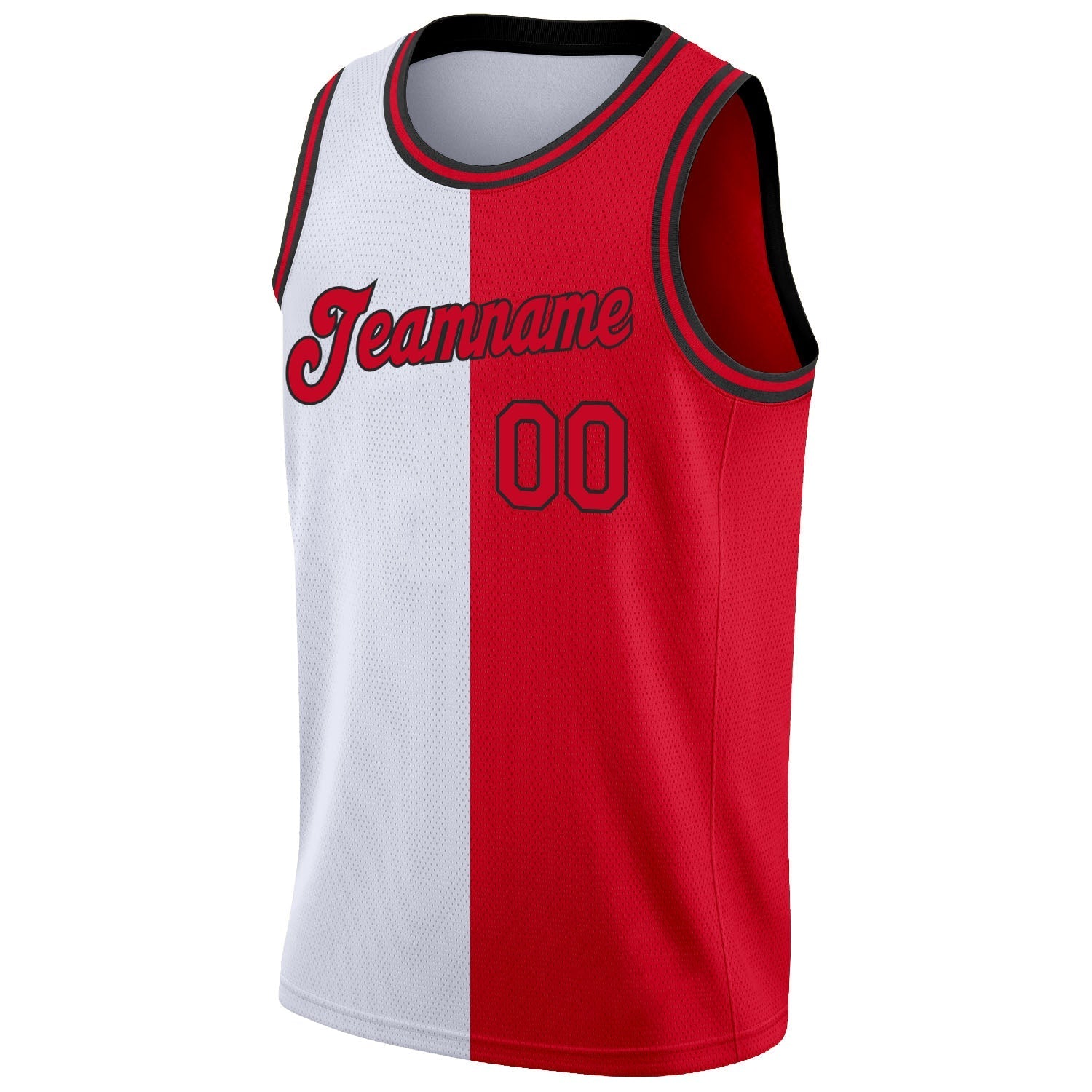 Custom White Red - Black Authentic Split Fashion Basketball Jersey - TopFanCustom
