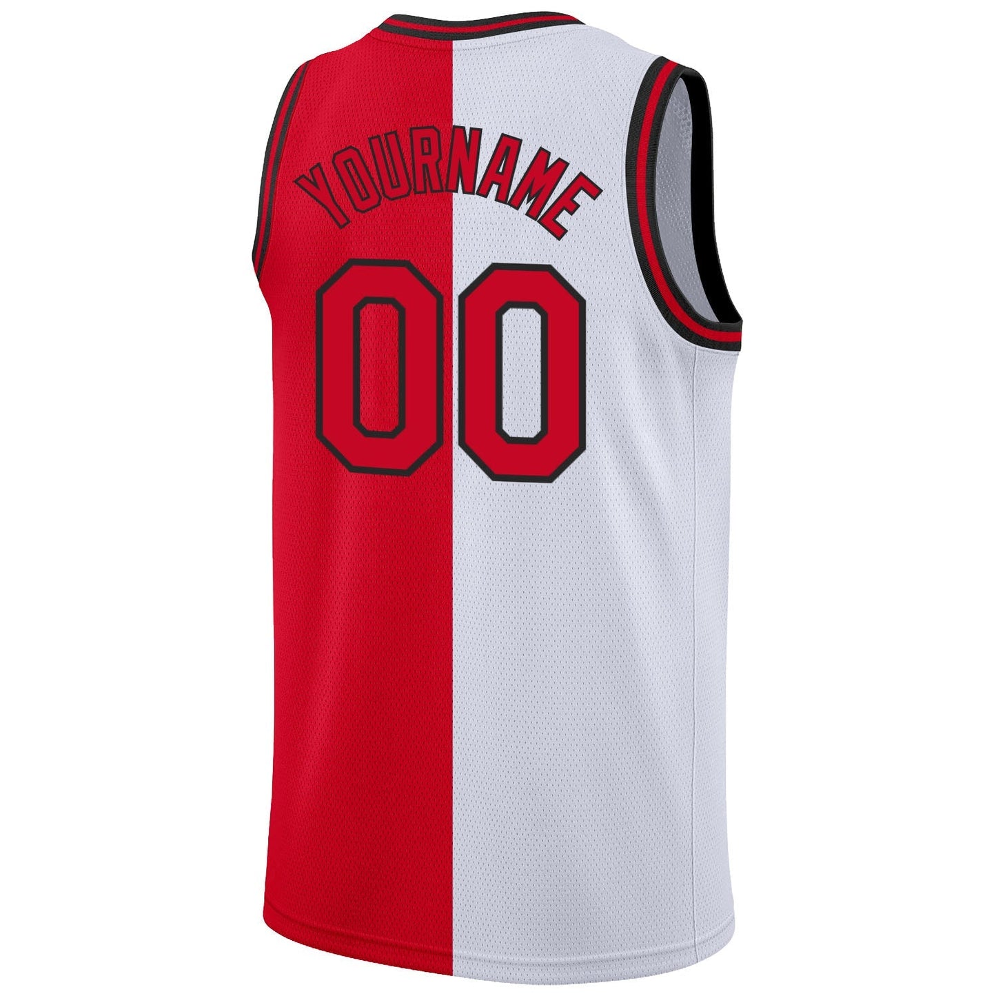 Custom White Red - Black Authentic Split Fashion Basketball Jersey - TopFanCustom