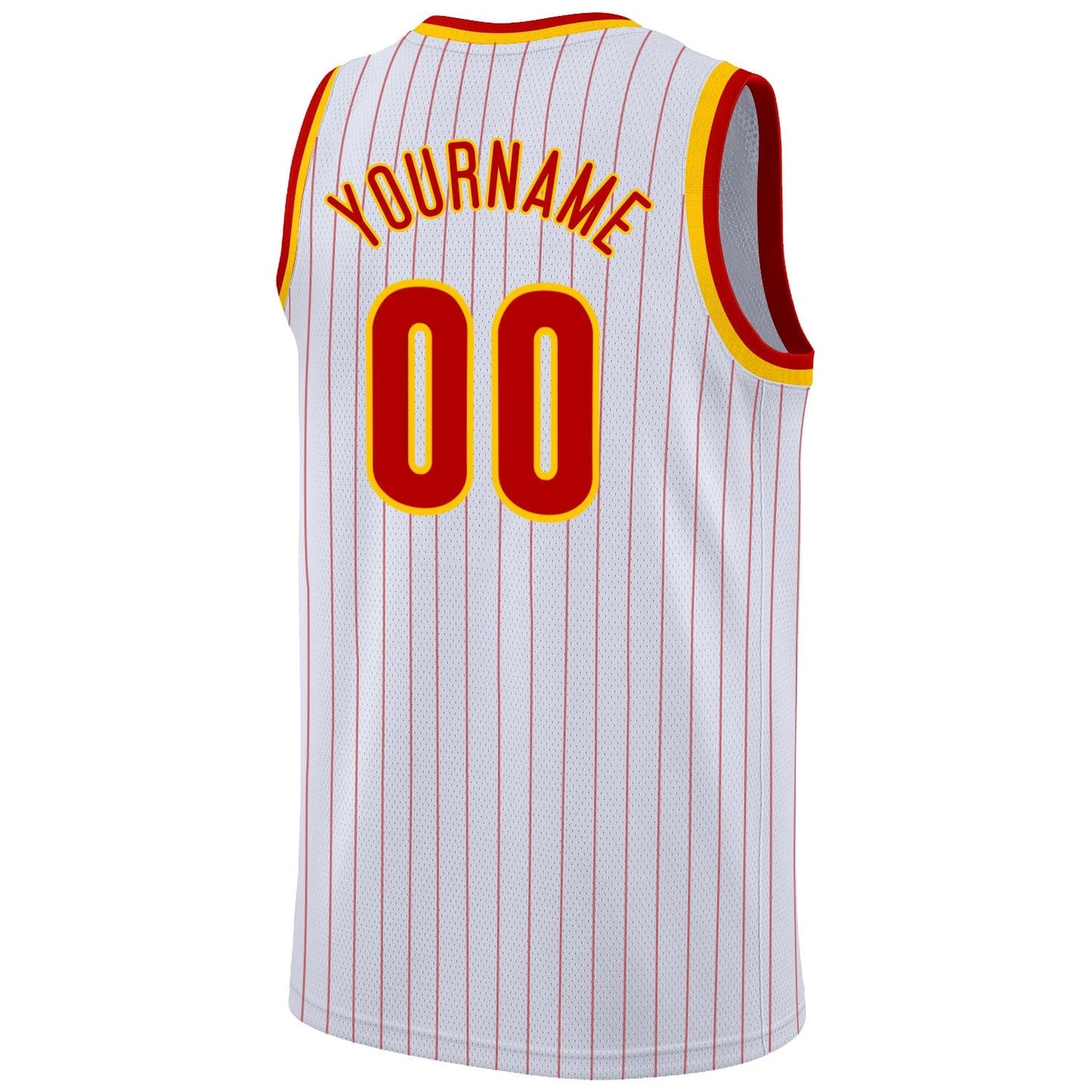 Custom White Red Pinstripe Red - Gold Authentic Basketball Jersey - TopFanCustom