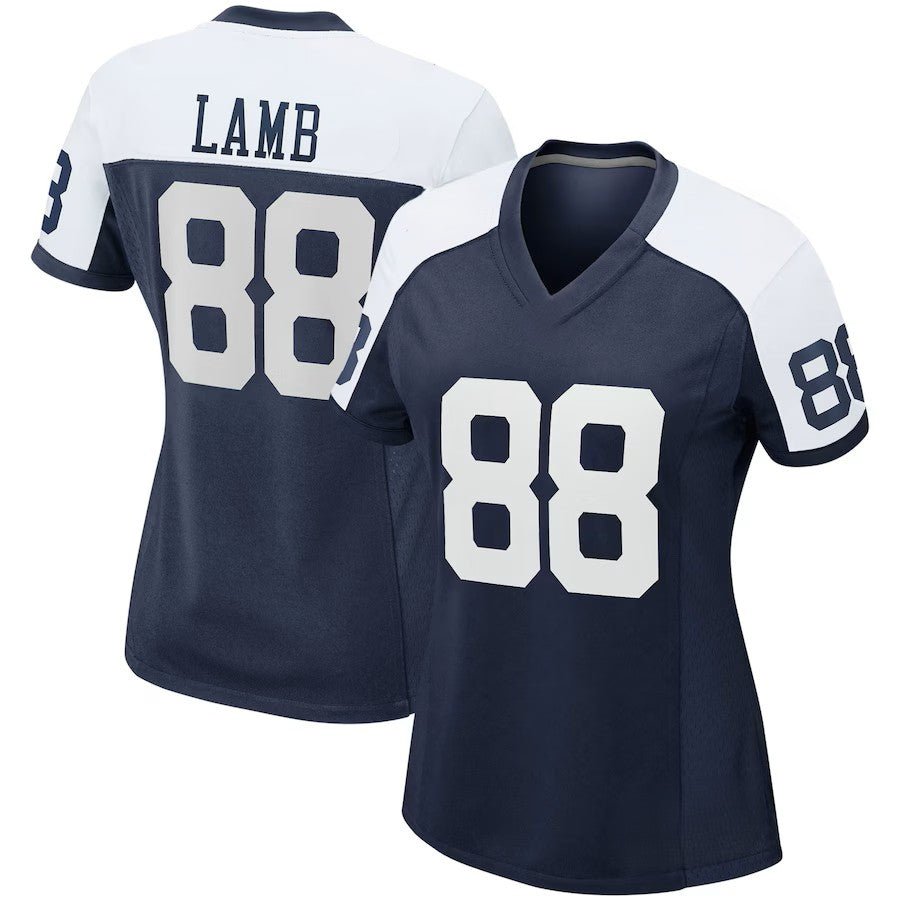 Custom Women's Cowboys Nevy/White Exact Replica Alternate Football Jersey - TopFanCustom