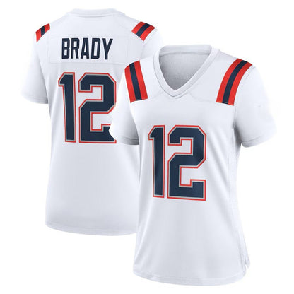 Custom Women's Patriots Nevy/White Exact Replica Football Jersey - TopFanCustom