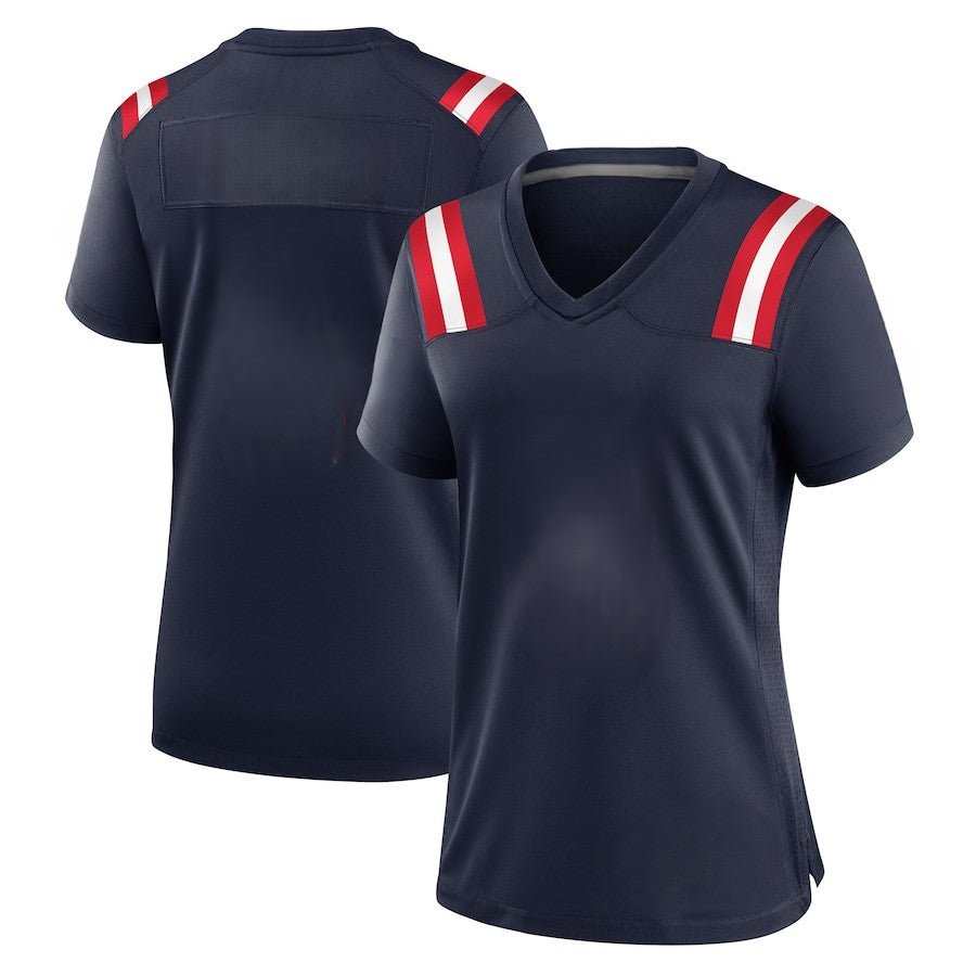 Custom Women's Patriots Nevy/White Exact Replica Football Jersey - TopFanCustom
