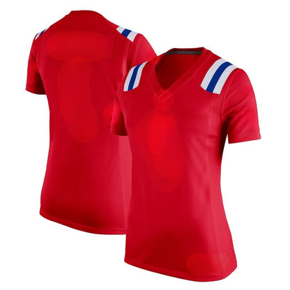 Custom Women's Patriots Red Exact Replica Alternate Football Jersey - TopFanCustom