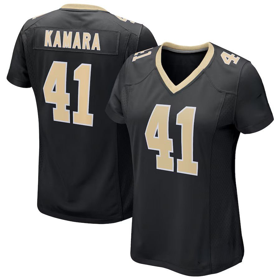 Custom Women's Saints Gold/Black Exact Replica Football Jersey - TopFanCustom