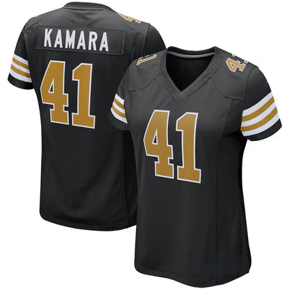 Custom Women's Saints White/Black Exact Replica Football Jersey - TopFanCustom