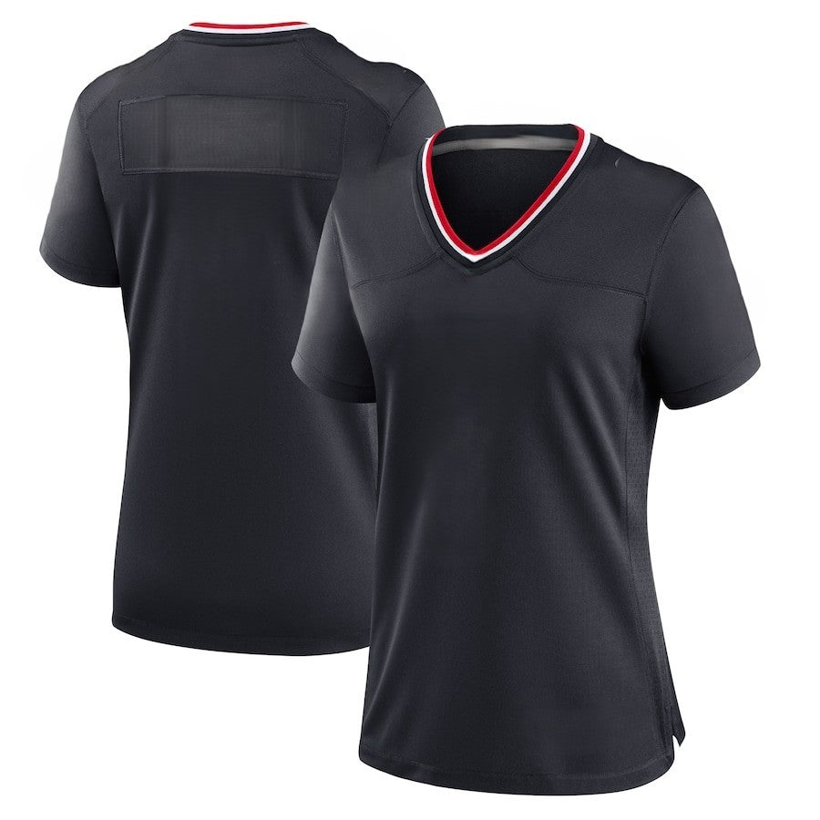 Custom Women's Texans Navy/Red/White Exact Replica Football Jersey - TopFanCustom