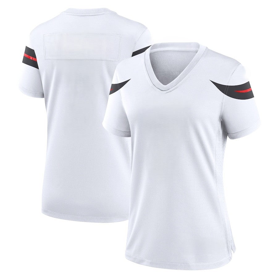 Custom Women's Texans Navy/Red/White Exact Replica Football Jersey - TopFanCustom