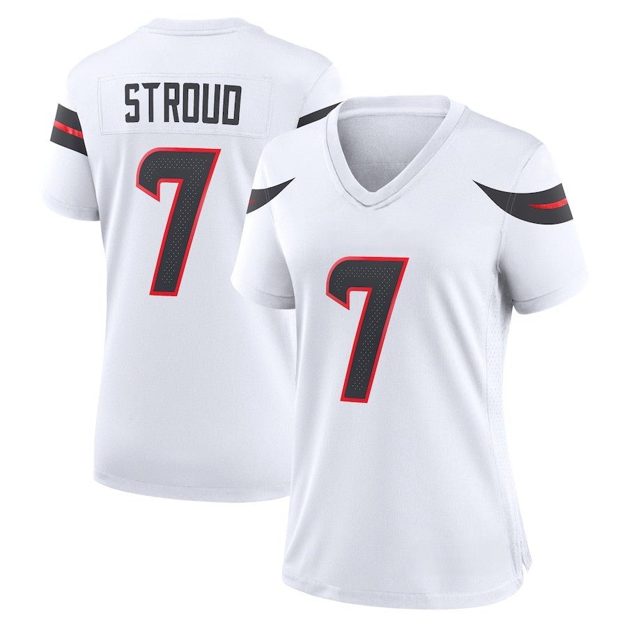 Custom Women's Texans Navy/Red/White Exact Replica Football Jersey - TopFanCustom