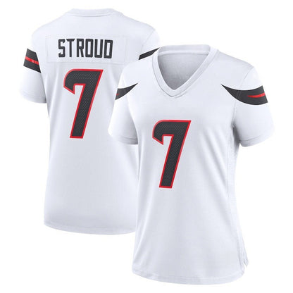 Custom Women's Texans Navy/Red/White Exact Replica Football Jersey - TopFanCustom