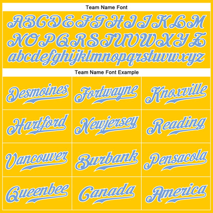 Custom Gold Light Blue-White Authentic Baseball Jersey