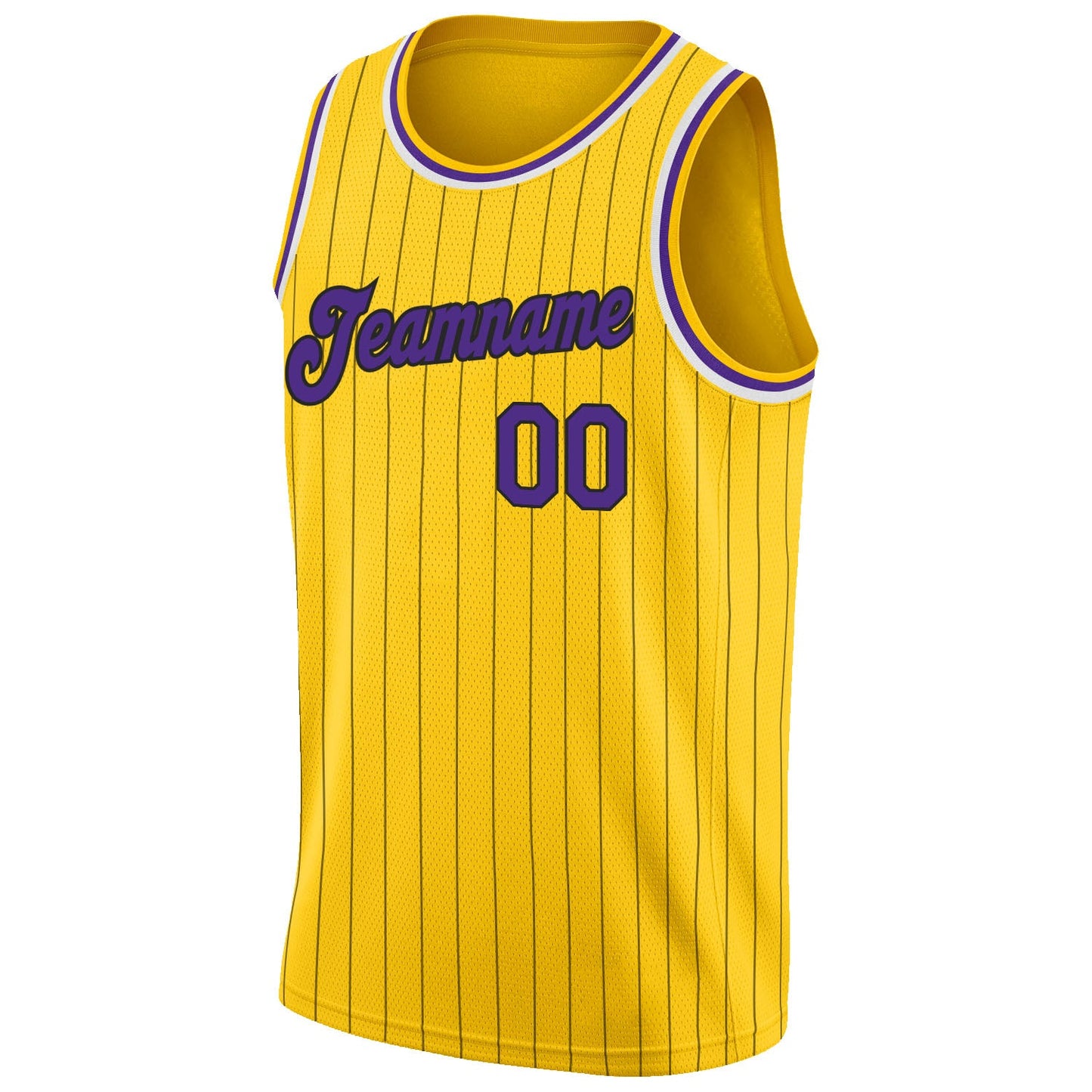 Custom Gold Black Pinstripe Purple-White Authentic Basketball Jersey