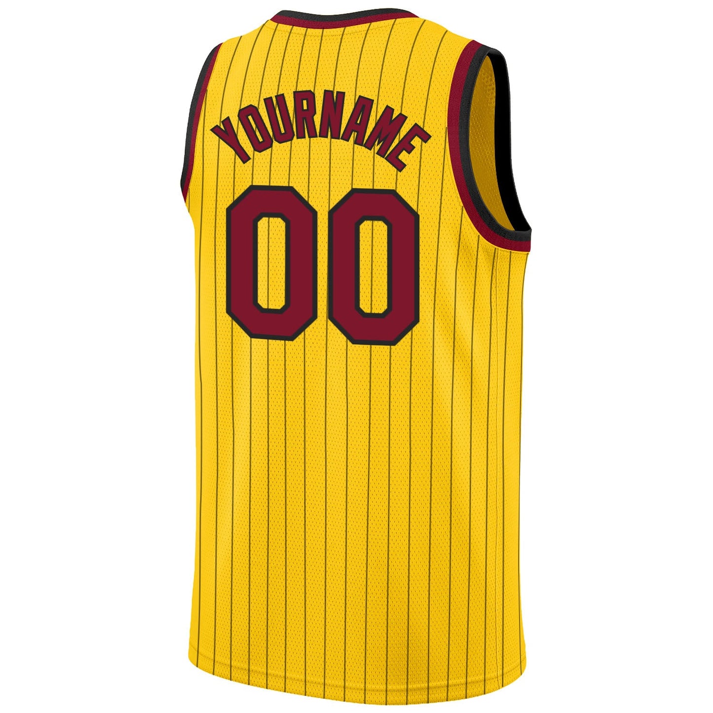 Custom Gold Black Pinstripe Maroon-Black Authentic Basketball Jersey