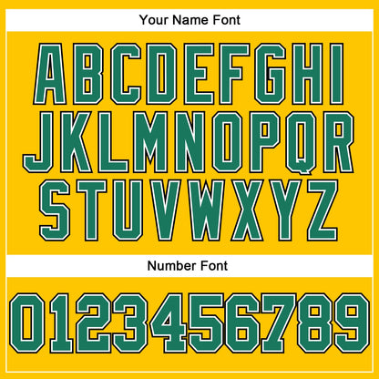 Custom Gold Black Pinstripe Kelly Green-White Authentic Basketball Jersey