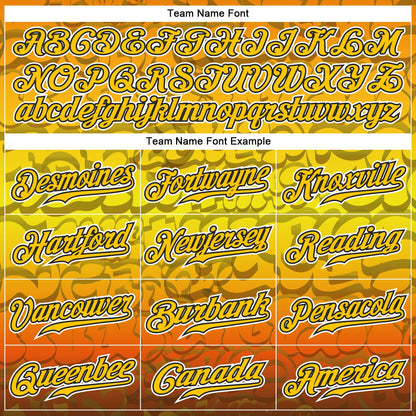 Custom Graffiti Pattern Gold-Black 3D Authentic Baseball Jersey