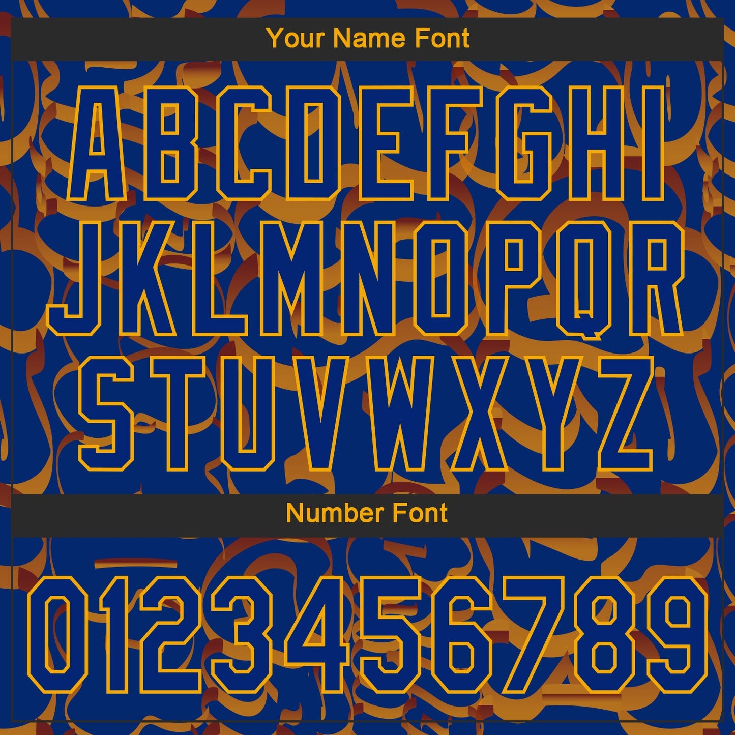 Custom Graffiti Pattern Royal-Gold 3D Authentic Baseball Jersey