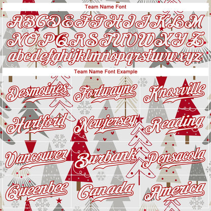 Custom Gray White-Red Christmas 3D Authentic Baseball Jersey