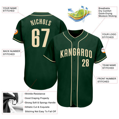 Custom Green Cream Authentic Baseball Jersey