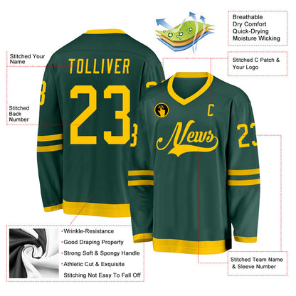 Custom Green Gold Hockey Jersey