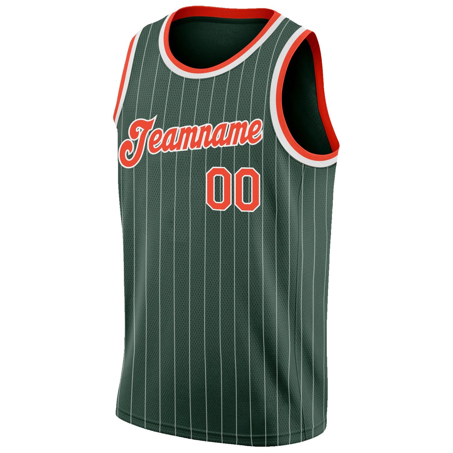 Custom Hunter Green White Pinstripe Orange-White Authentic Basketball Jersey