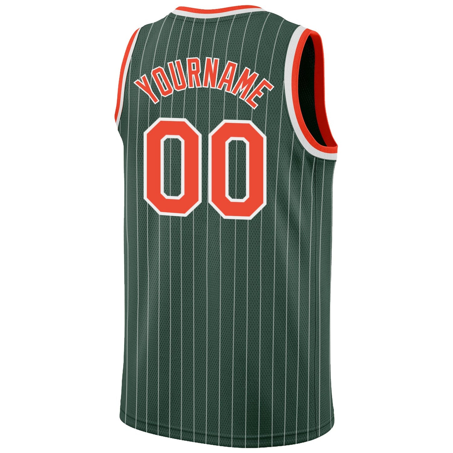 Custom Hunter Green White Pinstripe Orange-White Authentic Basketball Jersey