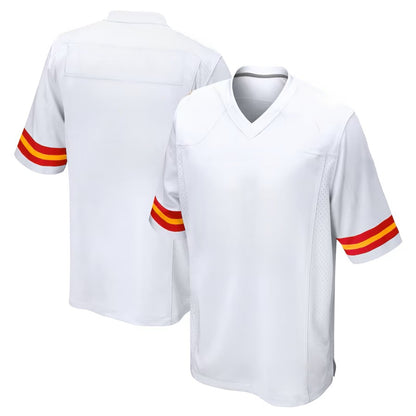 Custom Men's KC Chiefs Red/White/Black Exact Replica Football Jersey