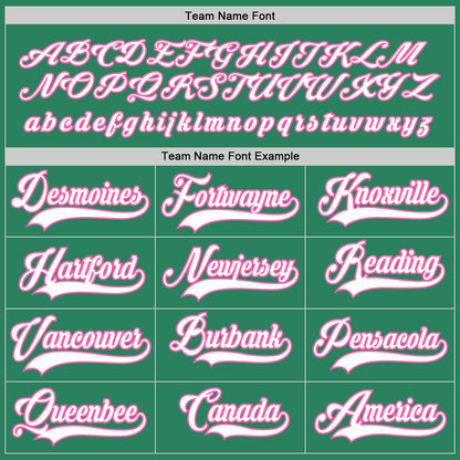 Custom Kelly Green White-Pink Hockey Jersey