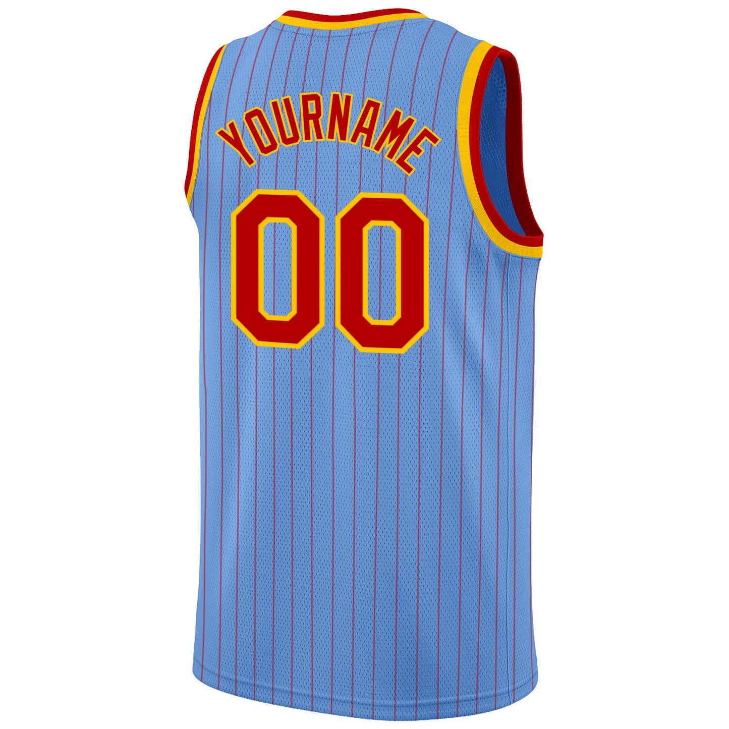 Custom Light Blue Red Pinstripe Red-Gold Authentic Basketball Jersey