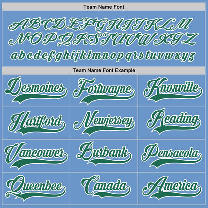 Custom Light Blue Kelly Green-White Hockey Jersey