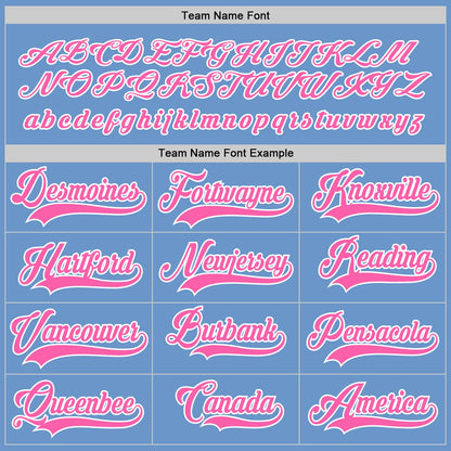 Custom Light Blue Pink-White Hockey Jersey
