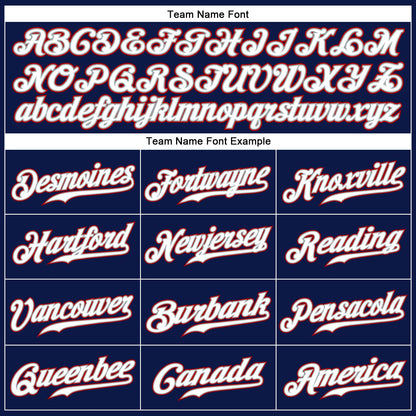 Custom Navy White Pinstripe White-Red Authentic Baseball Jersey