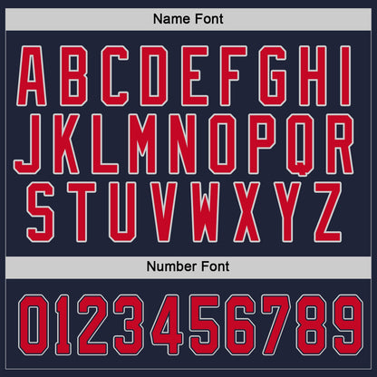 Custom Navy Red-Gray Hockey Jersey