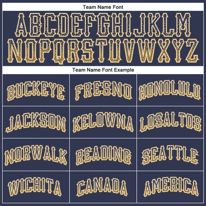 Custom Navy Old Gold-White Authentic Drift Fashion Baseball Jersey